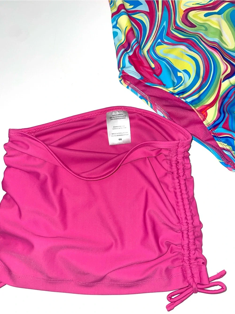 Girls' Pink Multi-Swirl One-Piece Swim with Pink Swim Skirt